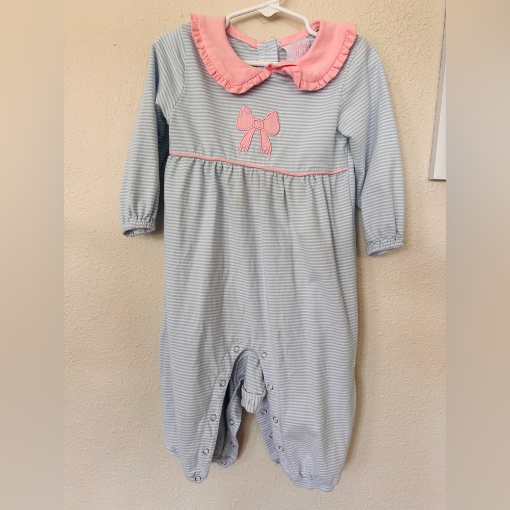 Pink and Blue Striped Kids One Piece